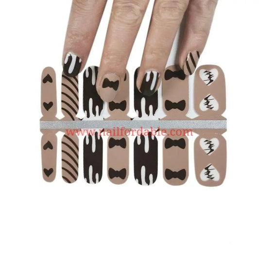 Chocolate bows | Nail Wraps | Nail Stickers | Nail Strips | Gel Nails | Nail Polish Wraps - Nailfordable