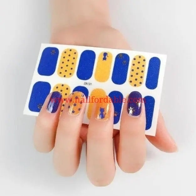 Blue cat silhouette Nail Wraps Nail Stickers Nail Strips Gel