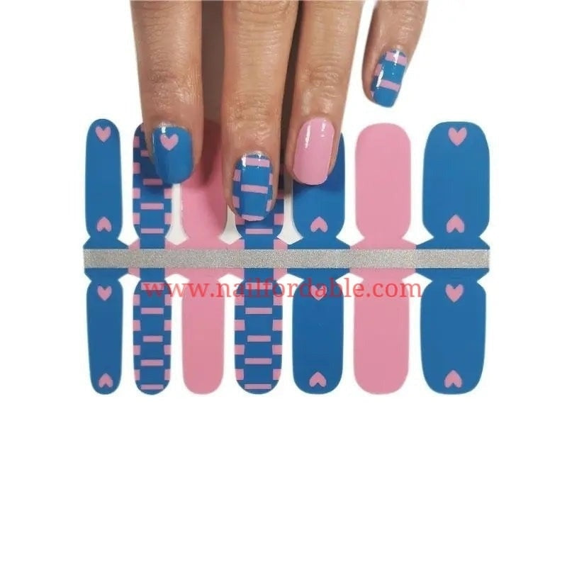 Pink hearts Nail Wraps | Semi Cured Gel Wraps | Gel Nail Wraps |Nail Polish | Nail Stickers