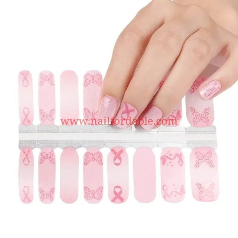 Breast cancer ribbon Nail Wraps | Semi Cured Gel Wraps | Gel Nail Wraps |Nail Polish | Nail Stickers