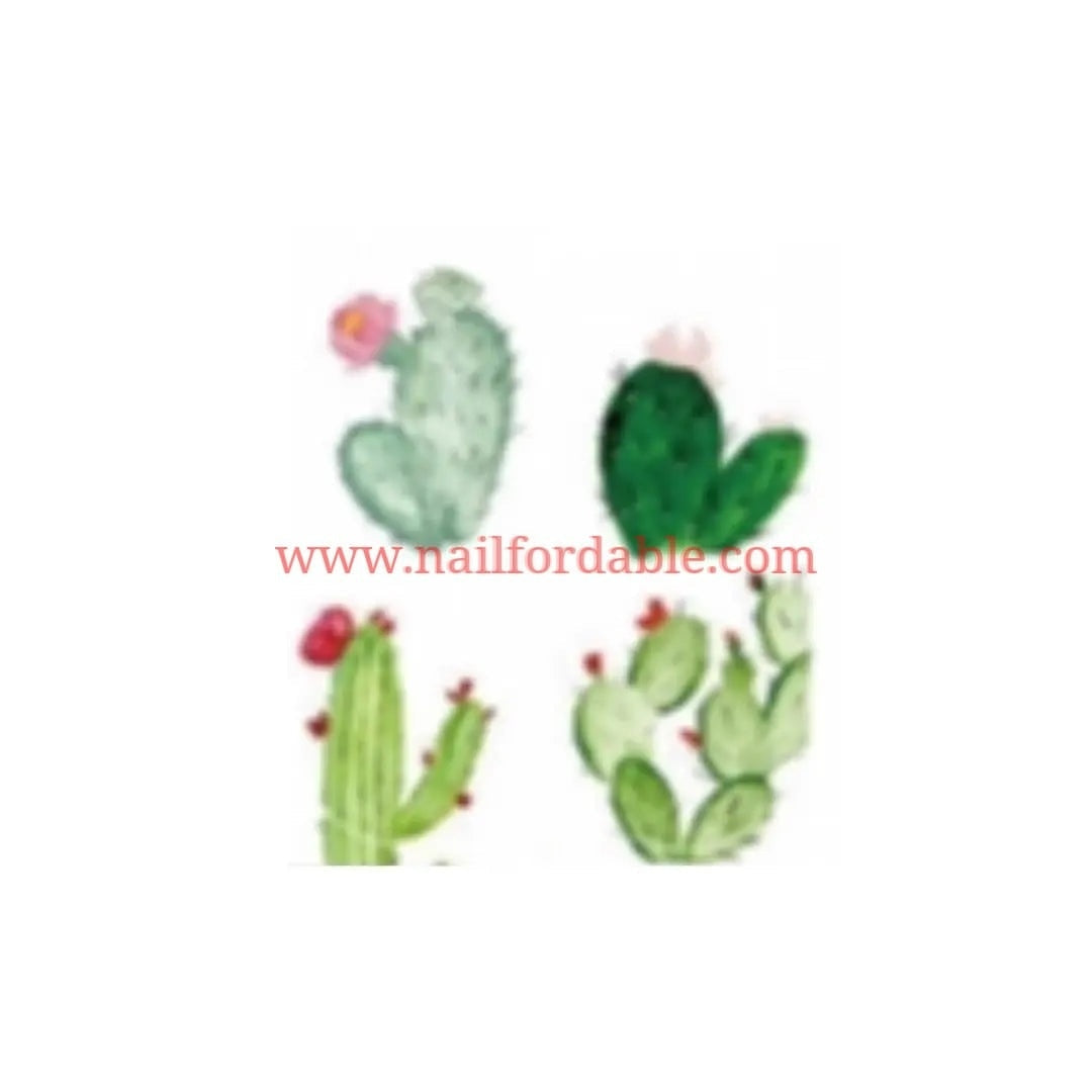 Cactuses Accents Nail Wraps | Semi Cured Gel Wraps | Gel Nail Wraps |Nail Polish | Nail Stickers