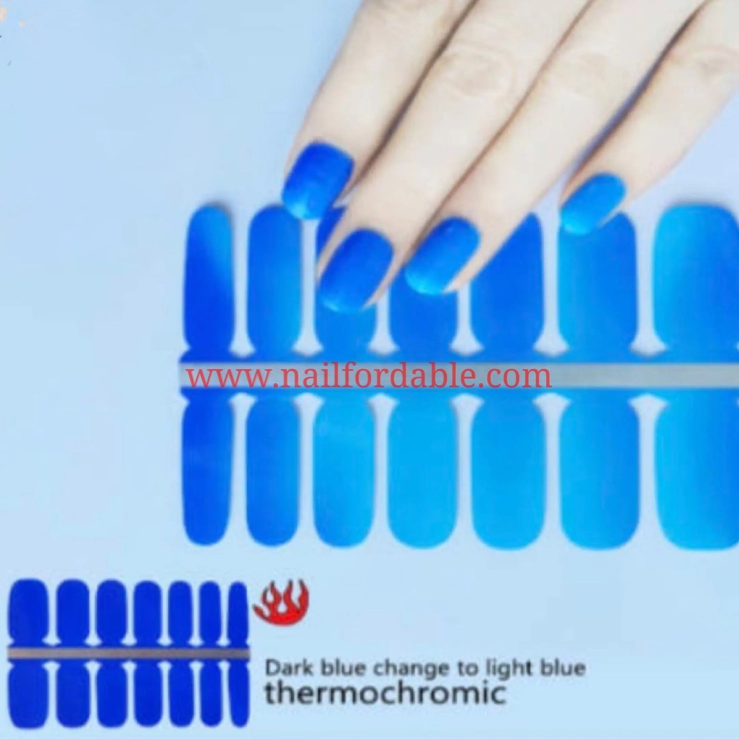 Color changing - Blue- Dark to light Nail Wraps | Semi Cured Gel Wraps | Gel Nail Wraps |Nail Polish | Nail Stickers