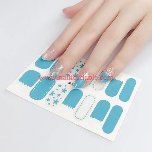 Cute on blue Nail Wraps | Semi Cured Gel Wraps | Gel Nail Wraps |Nail Polish | Nail Stickers