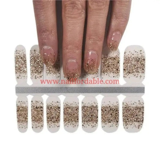 Gold Rain French Tips | Nail Wraps | Nail Stickers | Nail Strips | Gel Nails | Nail Polish Wraps - Nailfordable