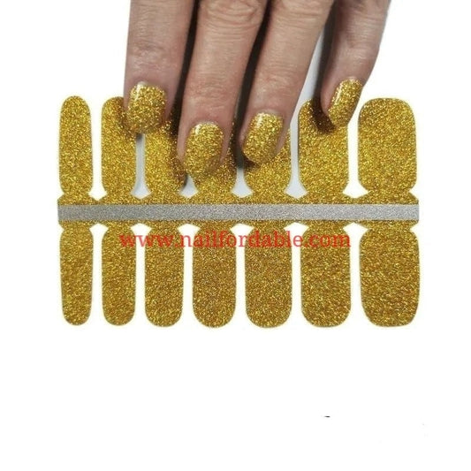 Golden Glitter Nail Wraps | Semi Cured Gel Wraps | Gel Nail Wraps |Nail Polish | Nail Stickers