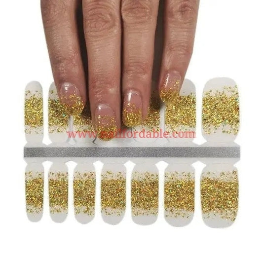 Golden Rain Nail wraps Nail Wraps | Semi Cured Gel Wraps | Gel Nail Wraps |Nail Polish | Nail Stickers