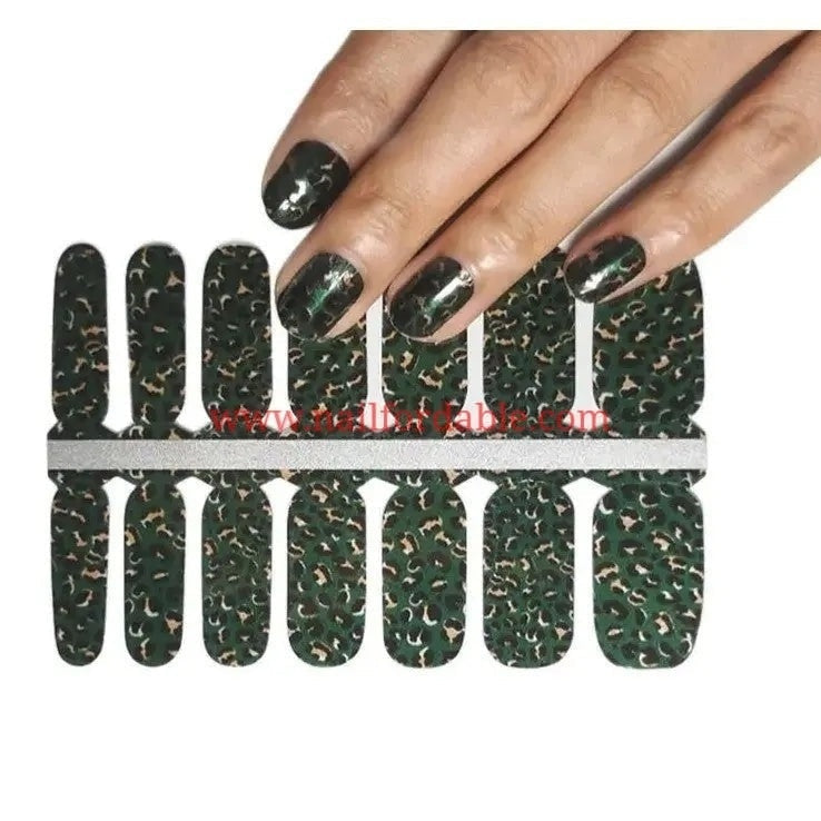 Green Leopard print Nail Wraps | Semi Cured Gel Wraps | Gel Nail Wraps |Nail Polish | Nail Stickers