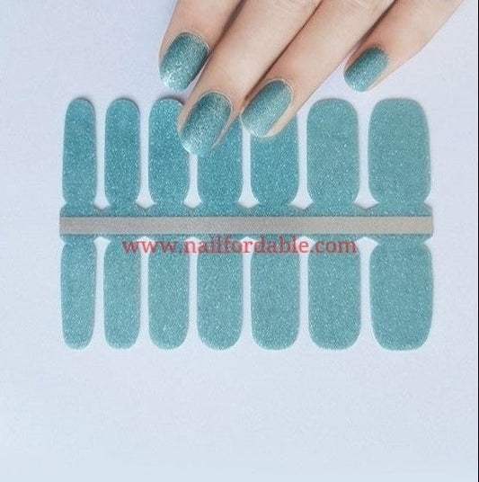 Light Blue Glitter Nail Wraps | Semi Cured Gel Wraps | Gel Nail Wraps |Nail Polish | Nail Stickers