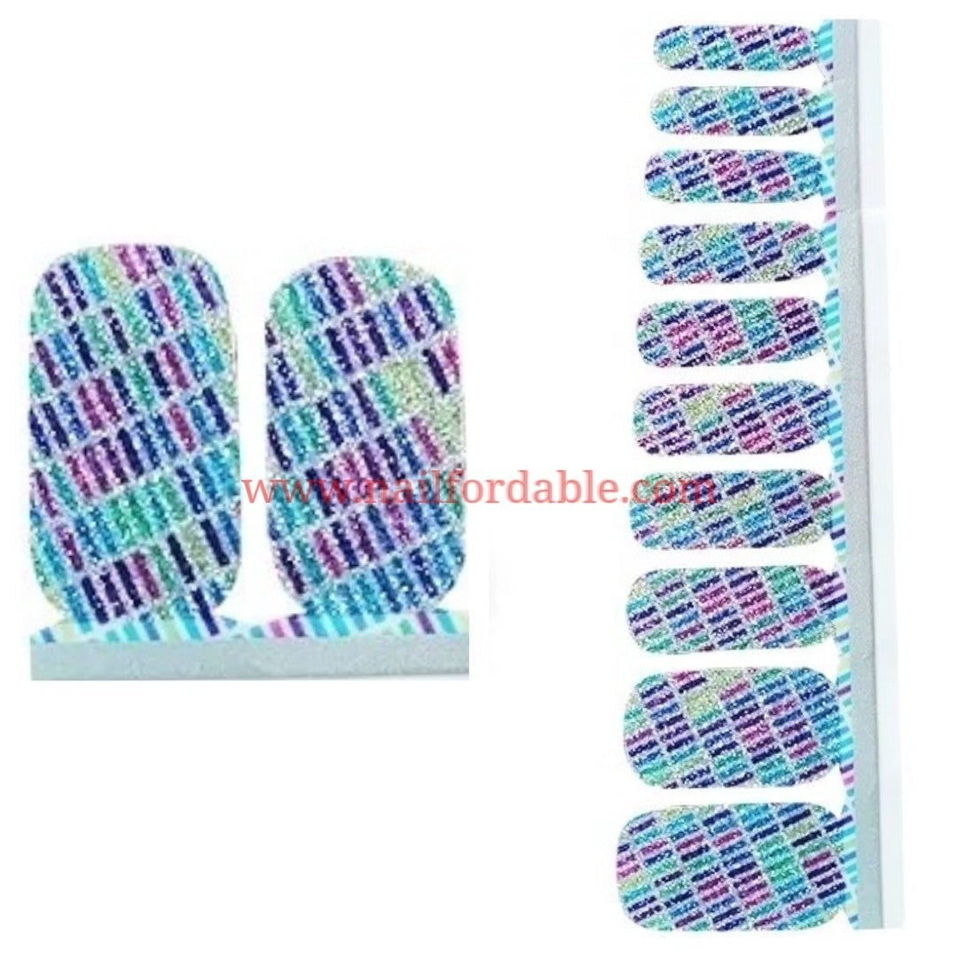 Gridded Pattern Nail Wraps | Semi Cured Gel Wraps | Gel Nail Wraps |Nail Polish | Nail Stickers