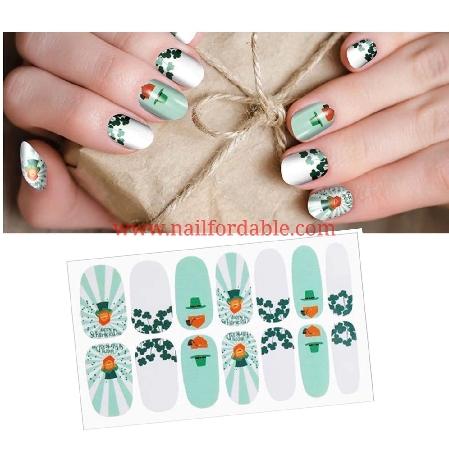 Happy St. Patrickâ€™s Day Nail Wraps | Semi Cured Gel Wraps | Gel Nail Wraps |Nail Polish | Nail Stickers