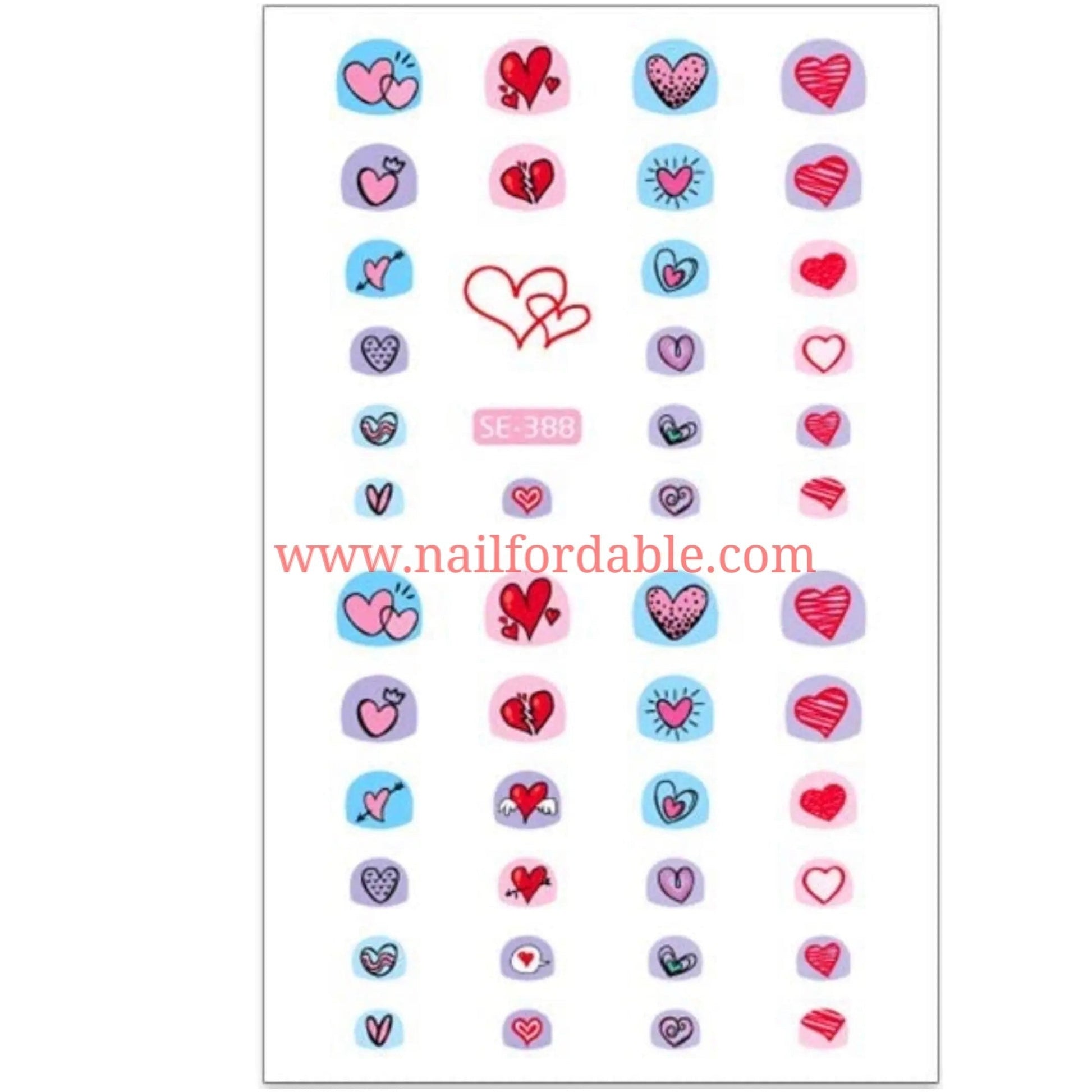 Hearts Nail Stickers Nail Wraps | Semi Cured Gel Wraps | Gel Nail Wraps |Nail Polish | Nail Stickers