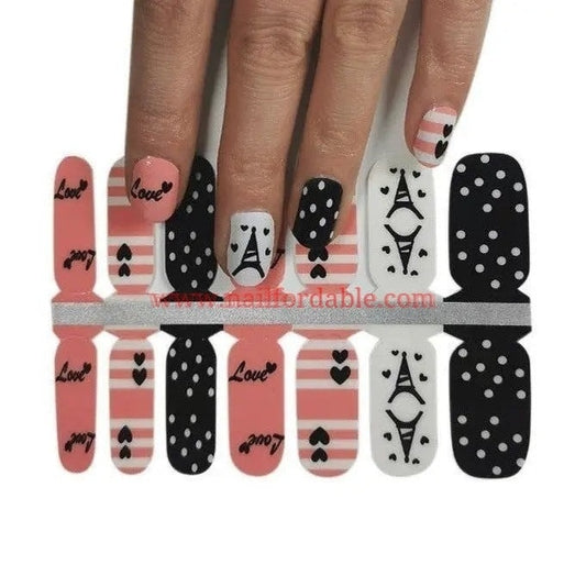 Love Paris | Nail Wraps | Nail Stickers | Nail Strips | Gel Nails | Nail Polish Wraps - Nailfordable