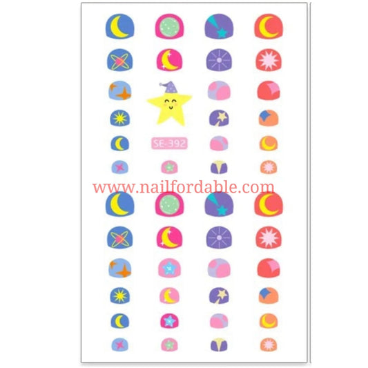 Moon and stars Nail Stickers Nail Wraps | Semi Cured Gel Wraps | Gel Nail Wraps |Nail Polish | Nail Stickers
