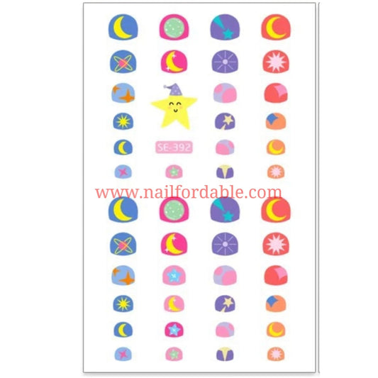Moon and stars Nail Stickers | Nail Wraps | Nail Stickers | Nail Strips | Gel Nails | Nail Polish Wraps - Nailfordable