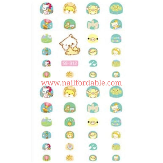 Friendly animals Nail Stickers | Nail Wraps | Nail Stickers | Nail Strips | Gel Nails | Nail Polish Wraps - Nailfordable