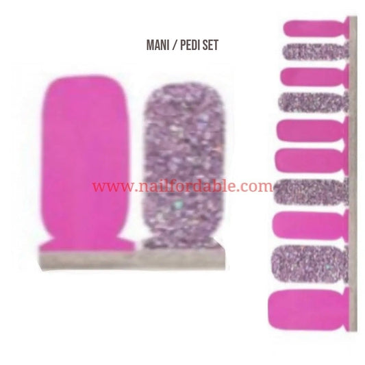 Pink solid-glitter Nail Wraps | Semi Cured Gel Wraps | Gel Nail Wraps |Nail Polish | Nail Stickers