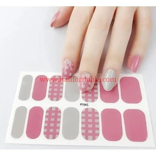 Pink grid Nail Wraps | Semi Cured Gel Wraps | Gel Nail Wraps |Nail Polish | Nail Stickers