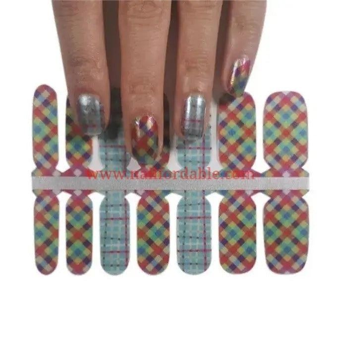 Plaid mix Nail Wraps | Semi Cured Gel Wraps | Gel Nail Wraps |Nail Polish | Nail Stickers