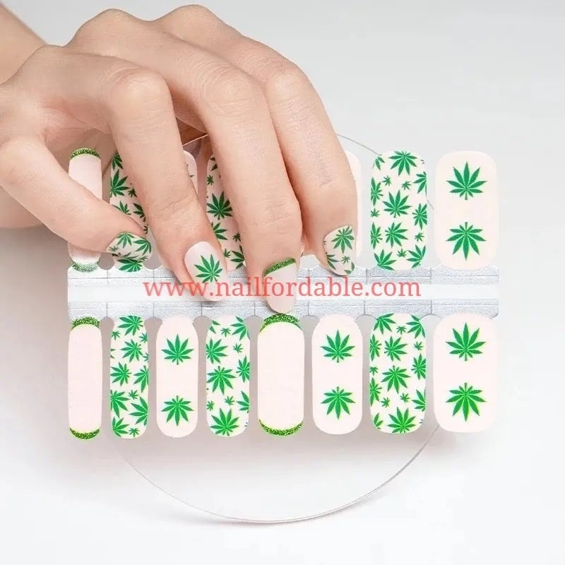 Pot leaves Nail Wraps | Semi Cured Gel Wraps | Gel Nail Wraps |Nail Polish | Nail Stickers