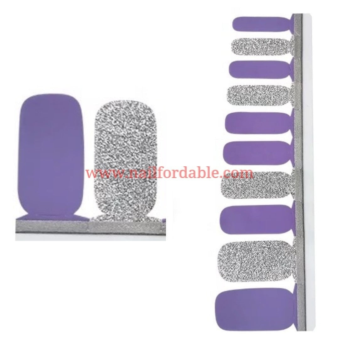 Purple-Silver Nail Wraps | Semi Cured Gel Wraps | Gel Nail Wraps |Nail Polish | Nail Stickers
