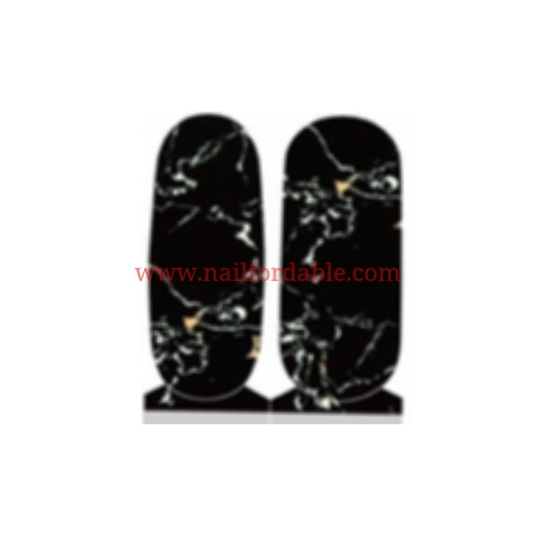 Black granite Accents Nail Wraps | Semi Cured Gel Wraps | Gel Nail Wraps |Nail Polish | Nail Stickers
