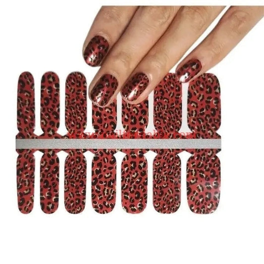 Red Cheetah Nail Wraps | Semi Cured Gel Wraps | Gel Nail Wraps |Nail Polish | Nail Stickers