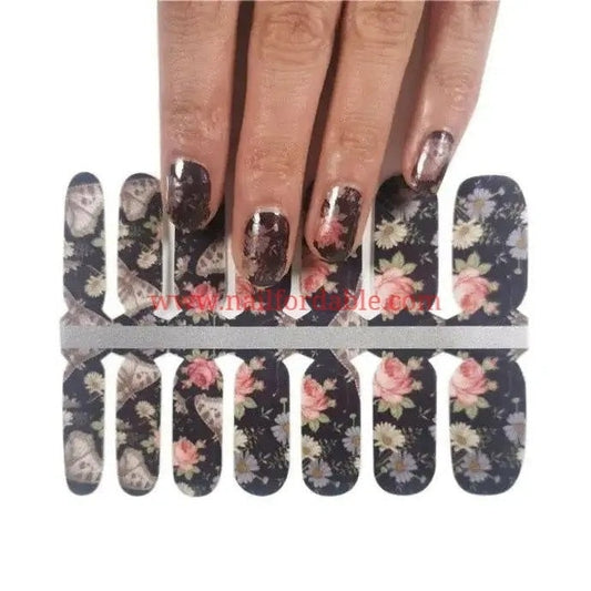 Roses & Butterflies Nail Wraps | Semi Cured Gel Wraps | Gel Nail Wraps |Nail Polish | Nail Stickers