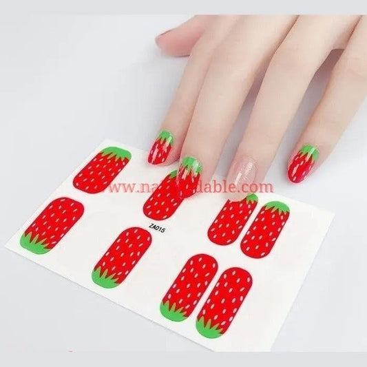 Strawberries Nail Wraps | Semi Cured Gel Wraps | Gel Nail Wraps |Nail Polish | Nail Stickers