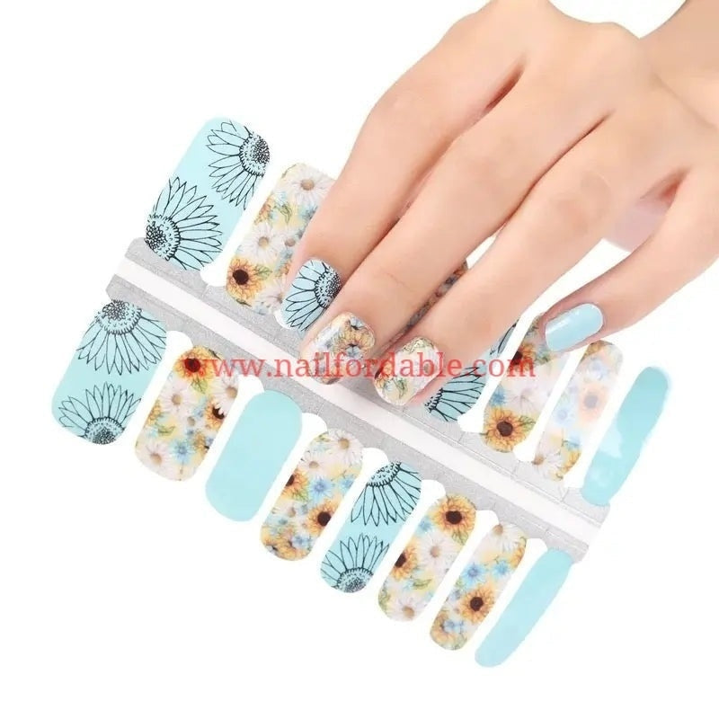 Sunflower prints Nail Wraps | Semi Cured Gel Wraps | Gel Nail Wraps |Nail Polish | Nail Stickers