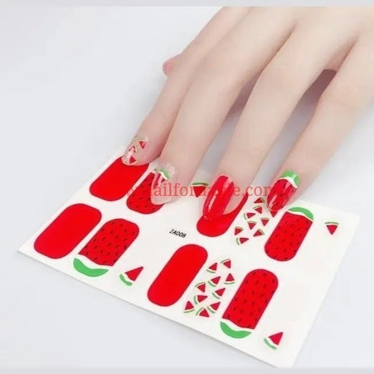 Watermelon slices Nail Wraps | Semi Cured Gel Wraps | Gel Nail Wraps |Nail Polish | Nail Stickers