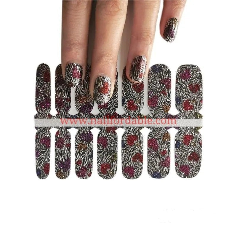 Hearts in waves Nail Wraps | Semi Cured Gel Wraps | Gel Nail Wraps |Nail Polish | Nail Stickers