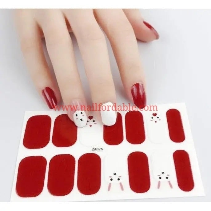 White Bunny Face Nail Wraps | Semi Cured Gel Wraps | Gel Nail Wraps |Nail Polish | Nail Stickers