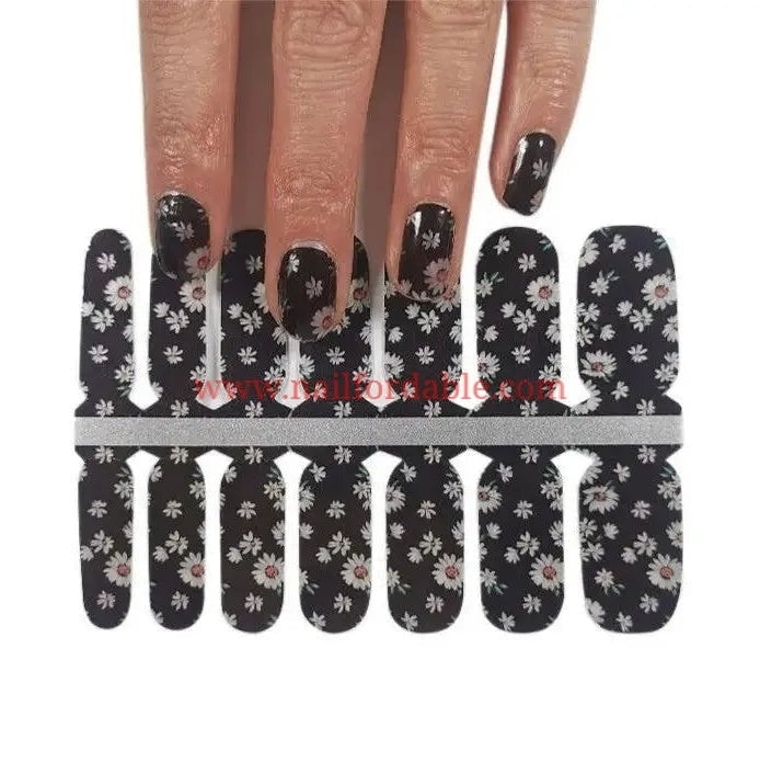 White sunflowers Nail Wraps | Semi Cured Gel Wraps | Gel Nail Wraps |Nail Polish | Nail Stickers