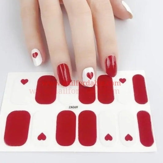 Red heart Nail Wraps | Semi Cured Gel Wraps | Gel Nail Wraps |Nail Polish | Nail Stickers