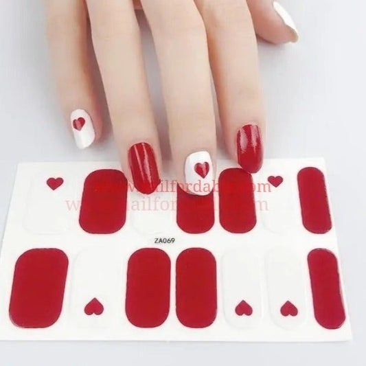Red heart | Nail Wraps | Nail Stickers | Nail Strips | Gel Nails | Nail Polish Wraps - Nailfordable