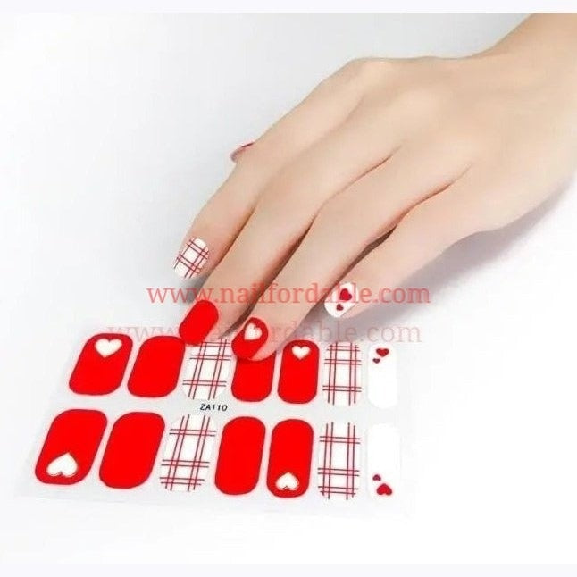 White heart Nail Wraps | Semi Cured Gel Wraps | Gel Nail Wraps |Nail Polish | Nail Stickers