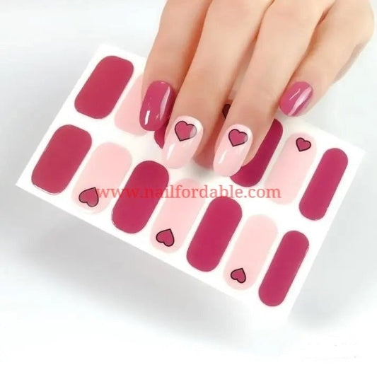 Hearts on Pink Nail Wraps | Semi Cured Gel Wraps | Gel Nail Wraps |Nail Polish | Nail Stickers