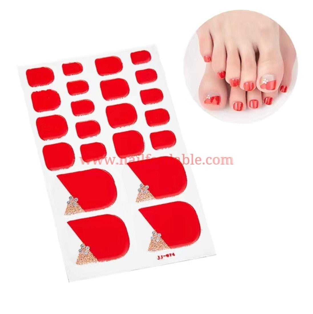 Half Red Nail Wraps | Semi Cured Gel Wraps | Gel Nail Wraps |Nail Polish | Nail Stickers