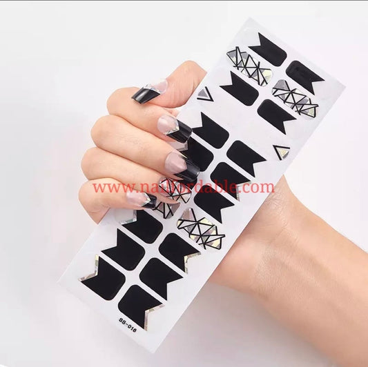 Silver triangles Nail Wraps | Semi Cured Gel Wraps | Gel Nail Wraps |Nail Polish | Nail Stickers