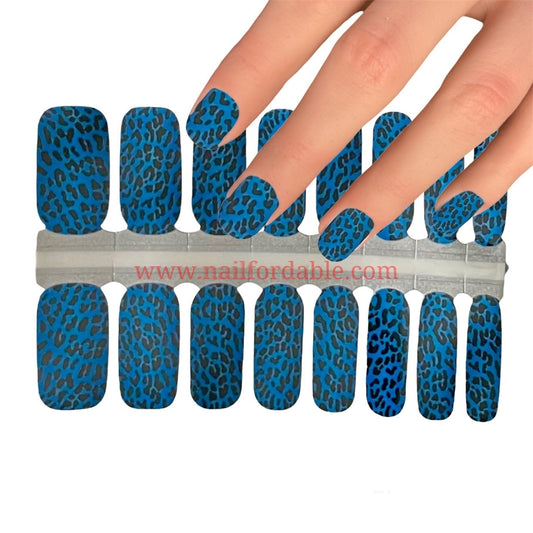 Blue leopard Nail Wraps | Semi Cured Gel Wraps | Gel Nail Wraps |Nail Polish | Nail Stickers