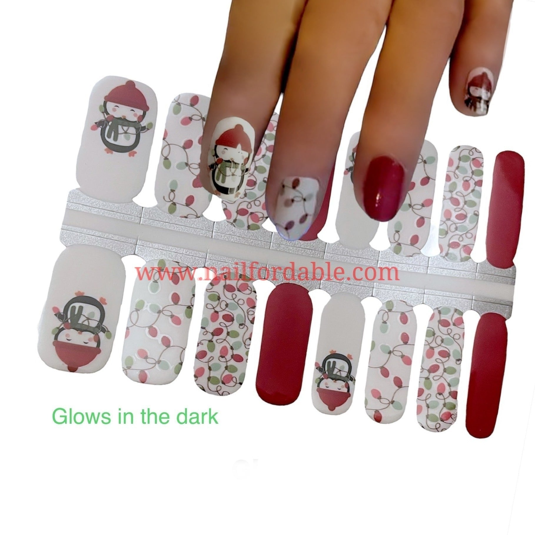 Christmas lights Nail Wraps | Semi Cured Gel Wraps | Gel Nail Wraps |Nail Polish | Nail Stickers