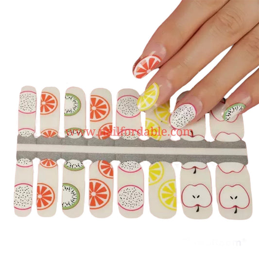 Kiwis and apples overlay Nail Wraps | Semi Cured Gel Wraps | Gel Nail Wraps |Nail Polish | Nail Stickers
