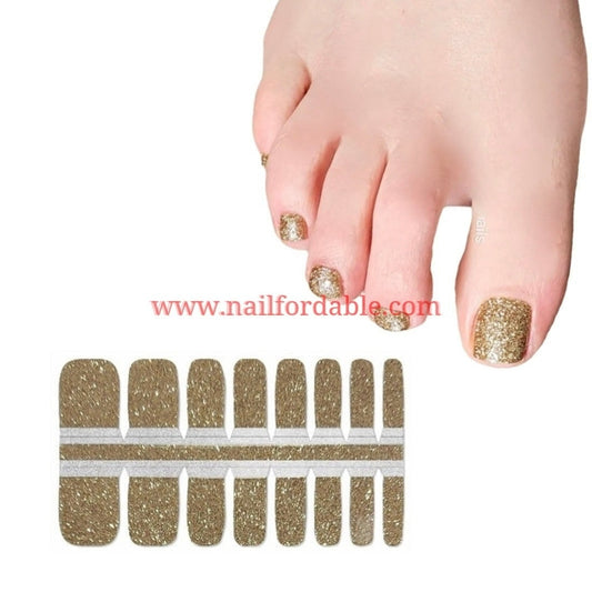Gold glitter | Nail Wraps | Nail Stickers | Nail Strips | Gel Nails | Nail Polish Wraps - Nailfordable
