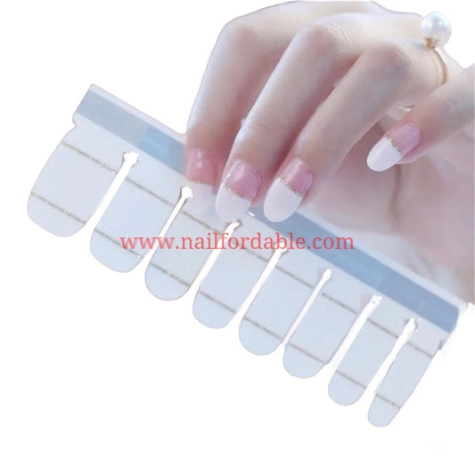 Gold stripe french tips | Nail Wraps | Nail Stickers | Nail Strips | Gel Nails | Nail Polish Wraps - Nailfordable