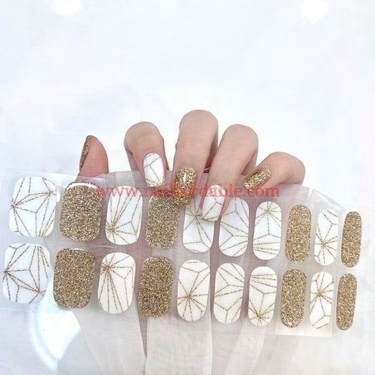 Gold Web - Cured Gel Wraps Air Dry/Non UV Nail Wraps | Semi Cured Gel Wraps | Gel Nail Wraps |Nail Polish | Nail Stickers