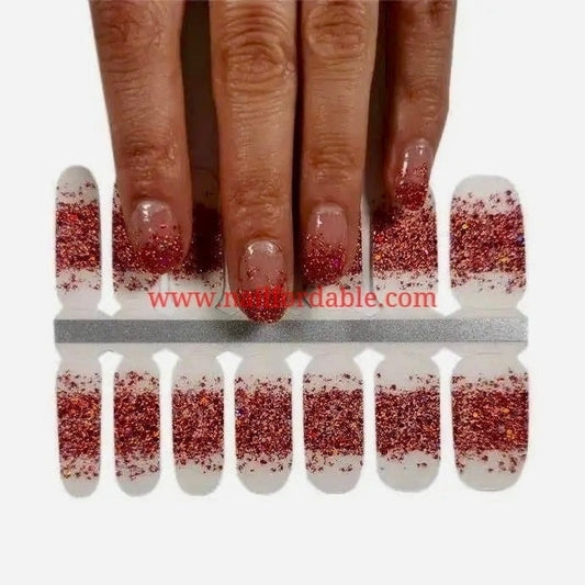 Red rain french tip Nail Wraps | Semi Cured Gel Wraps | Gel Nail Wraps |Nail Polish | Nail Stickers