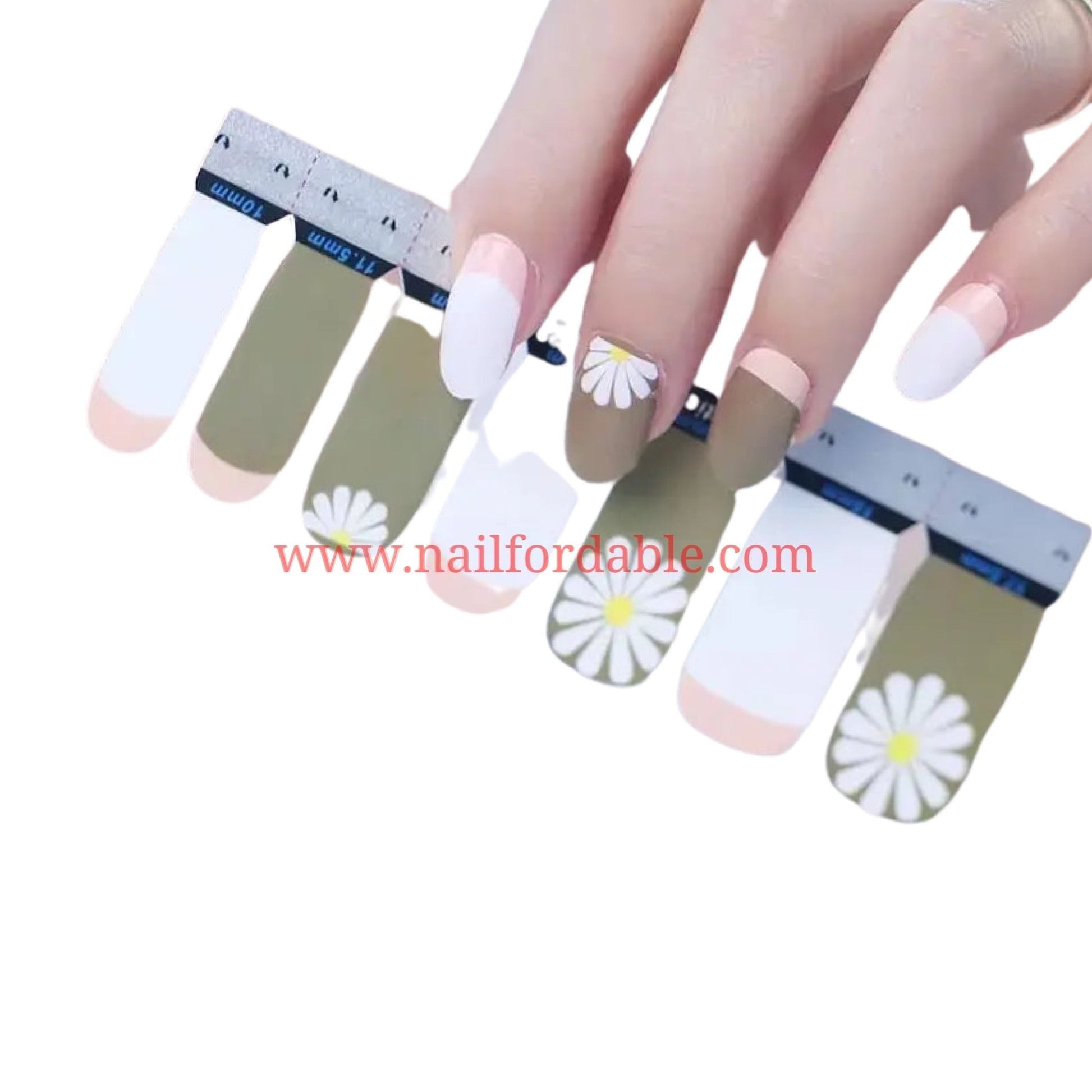 White sunflower Nail Wraps | Semi Cured Gel Wraps | Gel Nail Wraps |Nail Polish | Nail Stickers