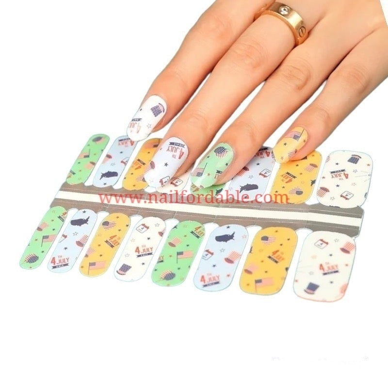 4th of July Nail Wraps | Semi Cured Gel Wraps | Gel Nail Wraps |Nail Polish | Nail Stickers