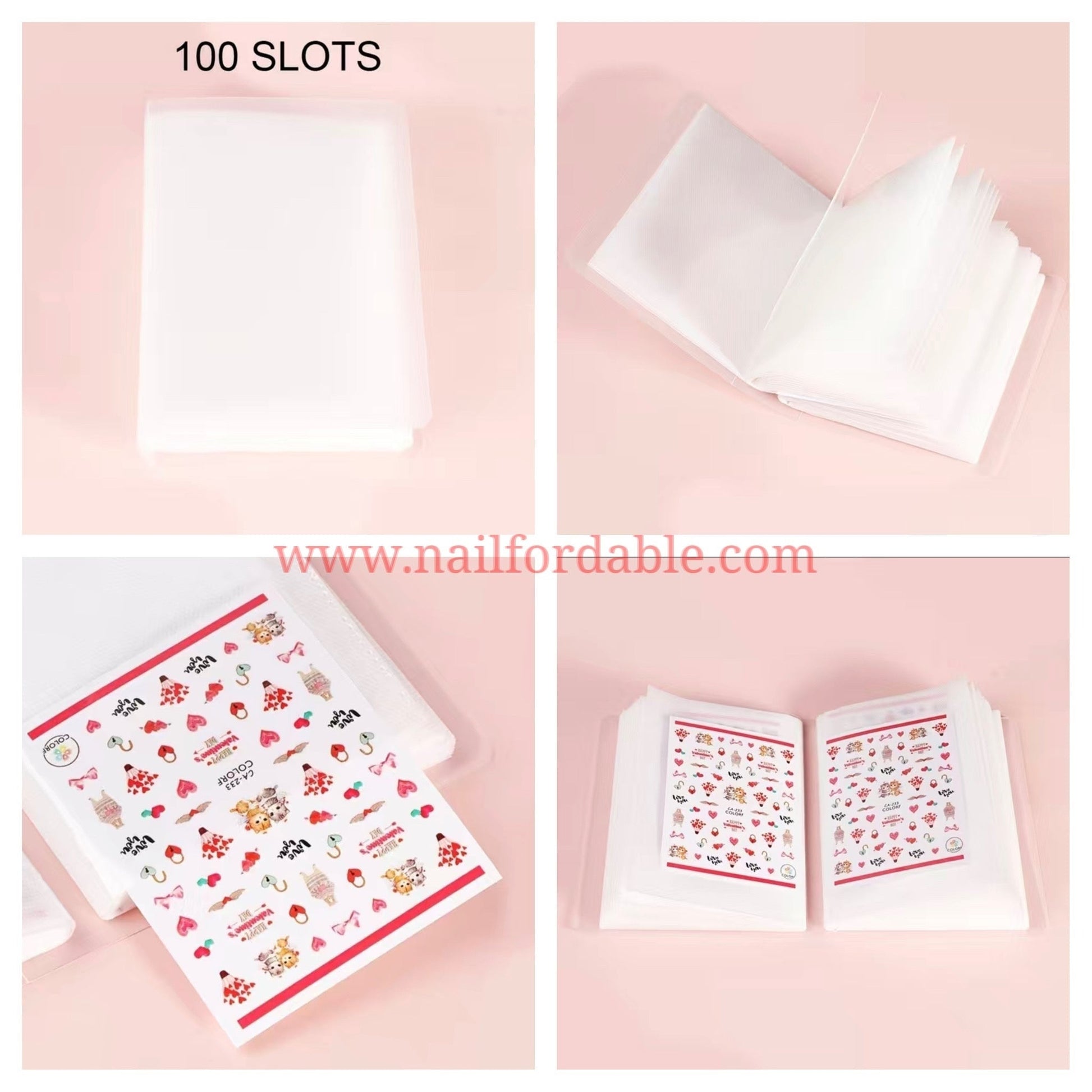 84 Slots Portable Nail Art Sticker Storage Book, 1pc Clear Nail