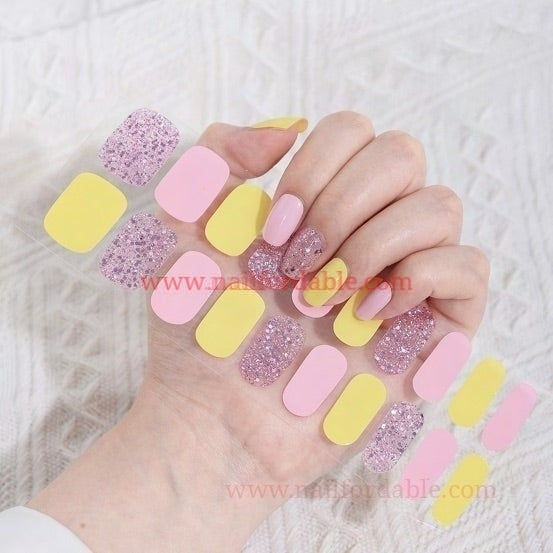 Yellows and Pinks - Cured Gel Wraps Air Dry/Non UV Nail Wraps | Semi Cured Gel Wraps | Gel Nail Wraps |Nail Polish | Nail Stickers